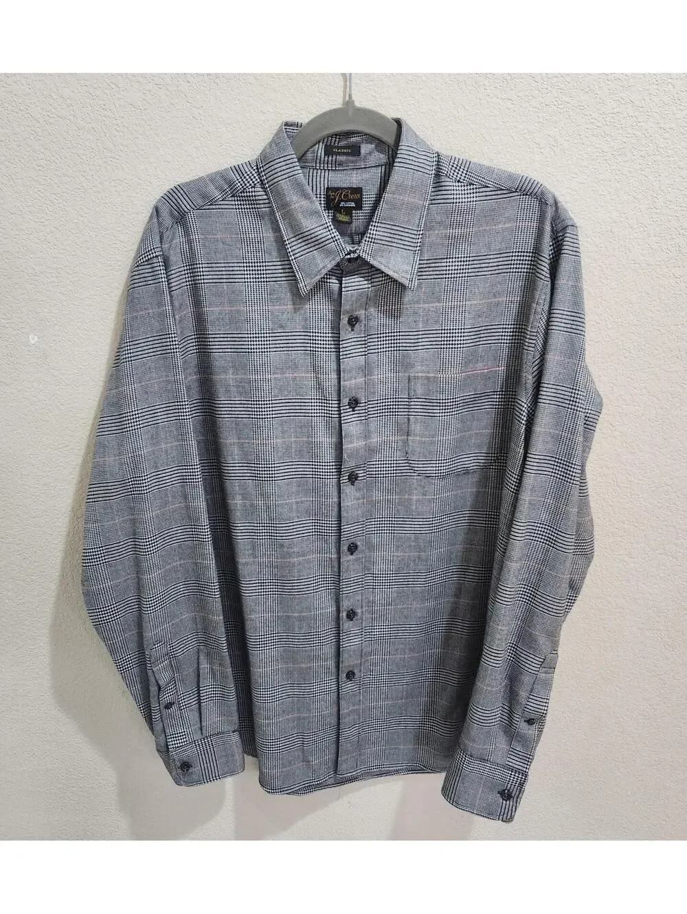 J.Crew Sevn for J.Crew Men's Plaid Button Front Shirt Size L Cotton Cashmere